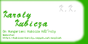 karoly kubicza business card